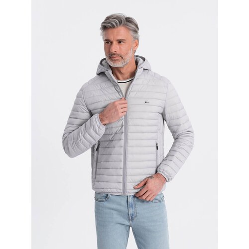 Ombre Men's satin-finish bomber jacket with contrasting ribbed cuffs - black Cijene
