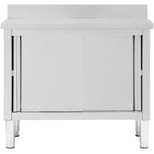 VidaXL Radni stol s kliznim vratima 100 x 50 x (95 - 97) cm od čelika Slike