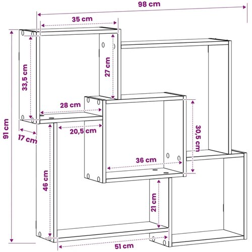  Zidna polica Dimljeni hrast 98 x 17 x 91 cm Prerađeno drvo - Dimljeni hrast Slike