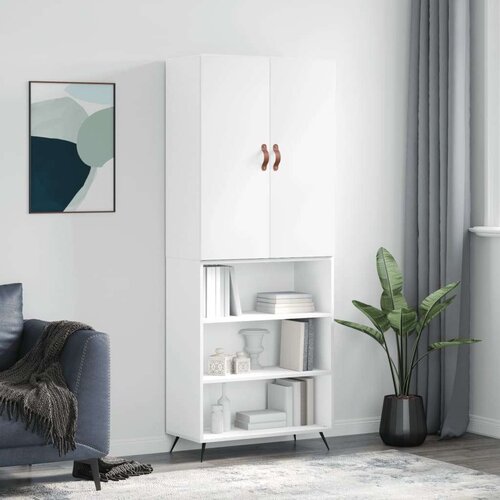  Visoka komoda bijela 69 5x34x180 cm konstruirano drvo Slike