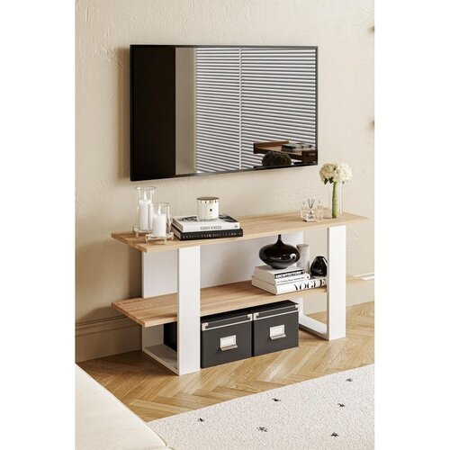 Hanah home TV komoda Harta, 120 cm, hrast Sonoma / bela Cene