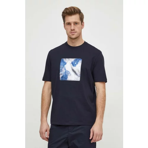 Armani Exchange Bombažna kratka majica moški, mornarsko modra barva