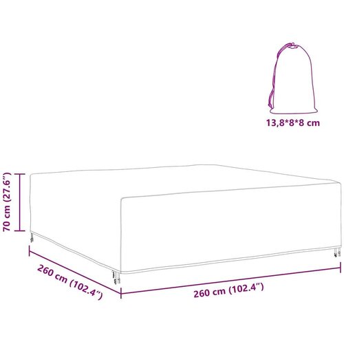 VidaXL Navlaka za vanjski namje&amp;scaron;taj Crna 260 x 260 x 70 cm 600D Slike