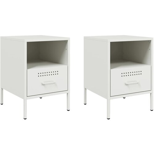 Maison Chic Dvo delni komplet Nočne omarice - Nočne mize bela 36x39x50,5 cm jeklo, (21688139) Slike