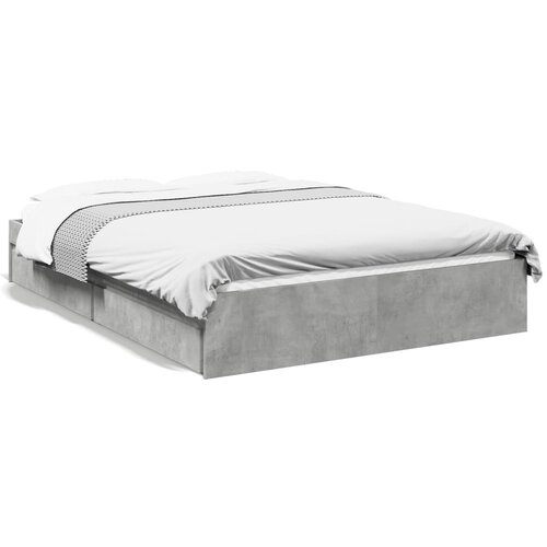 Maison Chic Posteljni okvir - Dvoposteljna postelja - Zakonska postelja s predali betonsko siv 140x190cm inženirski les, (21694286) Slike