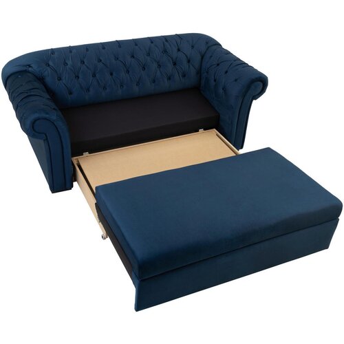 MID.YOU ZOFA S POSTELJNO FUNKCIJO, temno modra tekstil Slike