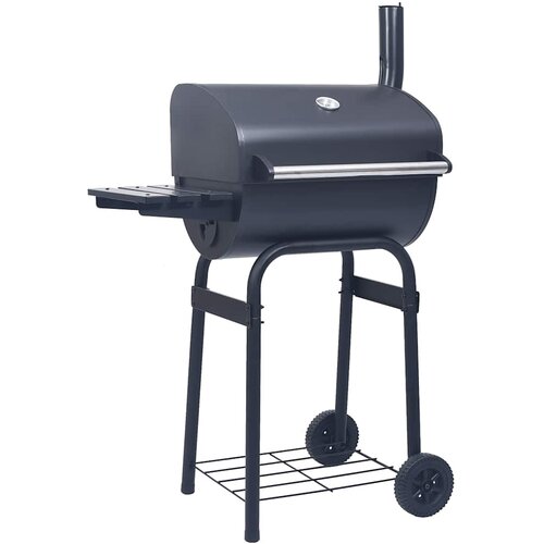 VidaXL žar na oglje smoker s spodnjo polico črn Slike