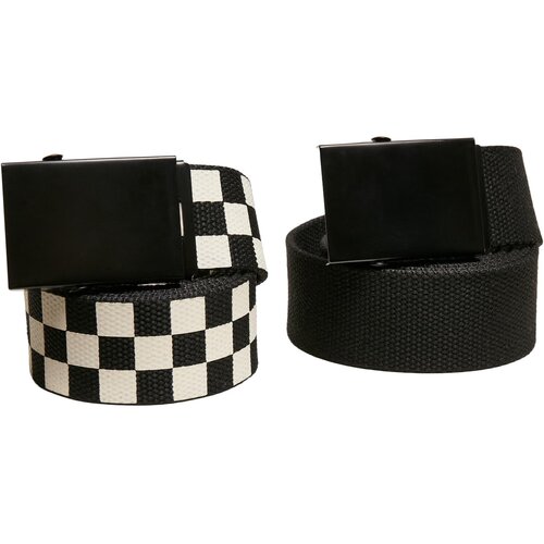 Urban Classics Accessoires Check And Solid Canvas Belt 2-Pack black/offwhite Cene