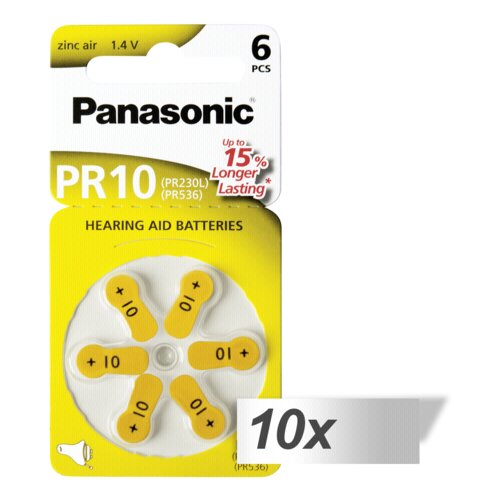 Panasonic 10x1 PR 10 Hearing Aid Batteries Zinc Air 6 pcs. - baterije za slu&amp;scaron;ni aparat Slike