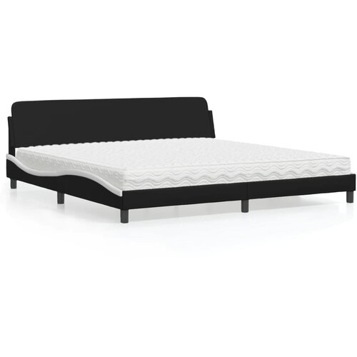 vidaXL Krevet s madracem crno-bijeli 200 x 200 cm od umjetne kože Cijene