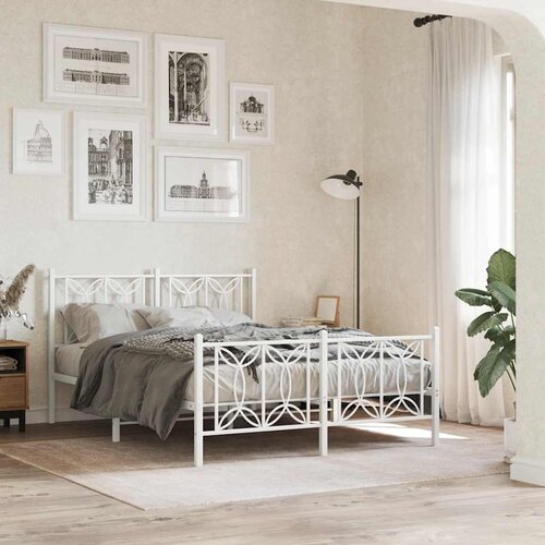  Metalni okvir kreveta uzglavlje i podnožje bijeli 135 x 190 cm Cijene