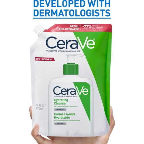 CeraVe Hydrating Cleanser čistilna emulzija z vlažilnim učinkom nadomestno polnilo 473 ml Slike
