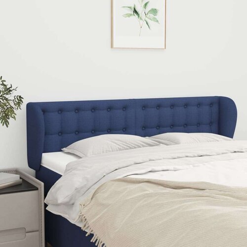  Vzglavje z u&amp;scaron;esi moder 147x23x78/88 cm blago, (20938478) Slike