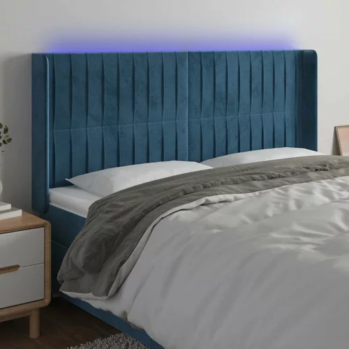  LED posteljno vzglavje temno modro 183x16x118/128 cm žamet, (20951810)