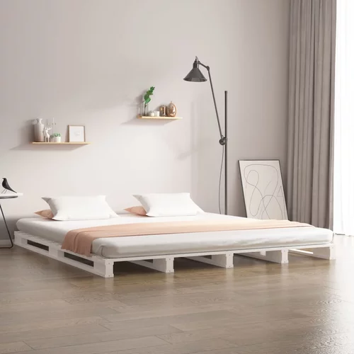 vidaXL okvir za krevet od masivnog drva bijela 135x190 cm 4FT6 bračni