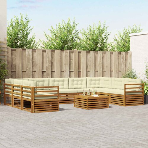  Set vanjskih sofa 10 pcs Prirodna i krem Čvrsto drvo akacije Cene