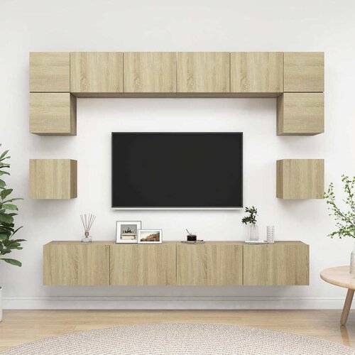  8-dijelni set TV ormarića boja hrasta sonome konstruirano drvo Cijene