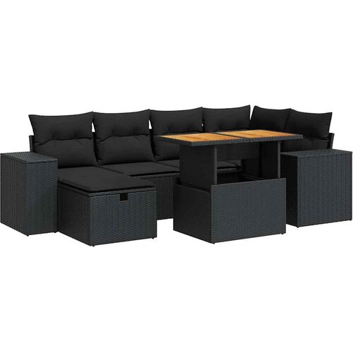  8-dijelni set vrtnih sofa od poliratana s jastucima crni bagrem Slike