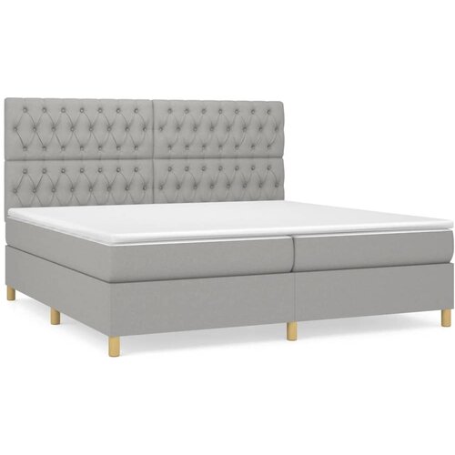 Maison Chic Box spring postelja - Vzmetna postelja z vzmetnico svetlo siva 200x200 cm blago SL19442, (21893634) Cene