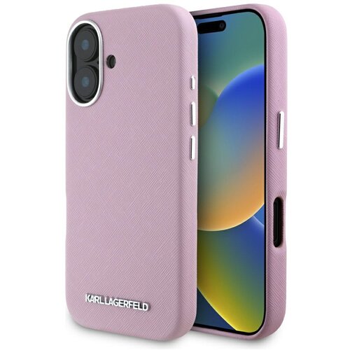 Karl Lagerfeld SAFFIANO POLNO ZAVIT OVITEK ZA MAGSAFE IPHONE 16 ROZA LOGO, (5000016861) Cene