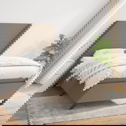 The Living Store Box spring postelja z vzmetnico taupe 100x200 cm blago - Box Spring Postelja, (21512405) Cene