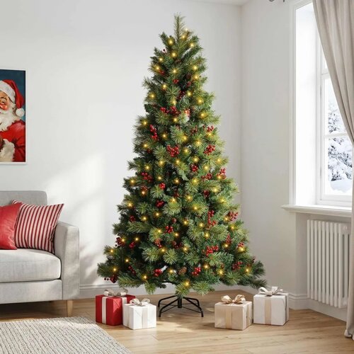  Umjetno božićno drvce s nogom 150 cm 150 LED lampica - 150 cm s LED svjetlima Slike