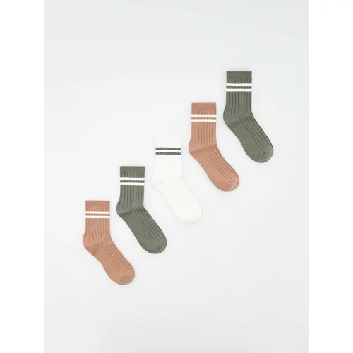 Reserved - Komplet od 5 pari čarapa s visokim udjelom pamuka - smeđezeleno