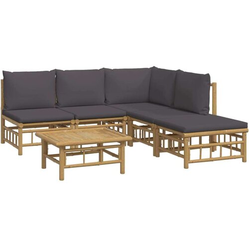  6-dijelna vrtna garnitura od bambusa s tamnosivim jastucima Cijene