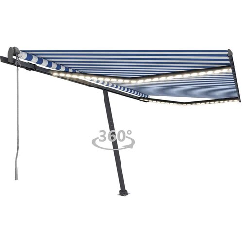  Automatska tenda sa senzorom LED 450x350 cm plavo-bijela Cijene