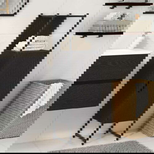 Crna ormar za kupaonicu hrast 33x33x120 5 cm konstruirano drvo Cijene