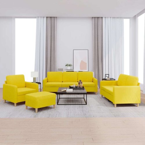  4-dijelni set sofa s jastucima svjetložuti od tkanine Cijene
