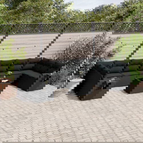 VidaXL 11-dijelni set vrtnih sofa od poliratana s jastucima crni Slike