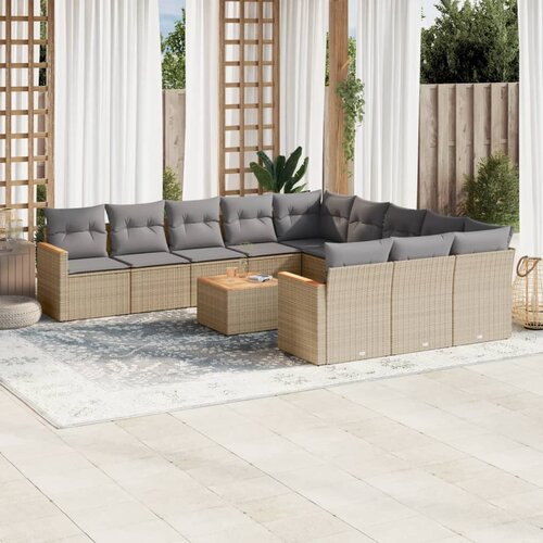 vidaXL 12-dijelni set vrtnih sofa od poliratana s jastucima bež Cijene