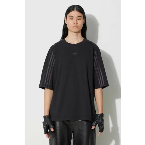 Adidas Bombažna kratka majica Fashion Raglan Cutline moška, črna barva, IT7445