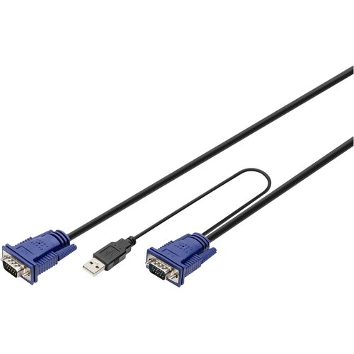 Digitus KVM priključni kabel [1x VGA-vtič - 2x PS/2-vtič\, USB 2.0 vtič A\, VGA-vtič] 5.00 m črn (20416556) Cene