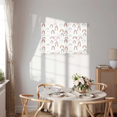  Slika - Rainbows After the Storm - Rainbows of Various Sizes in Pastel Hues Among Rain Clouds in a Gray-Blue Shade 30x20 Na tali Slike