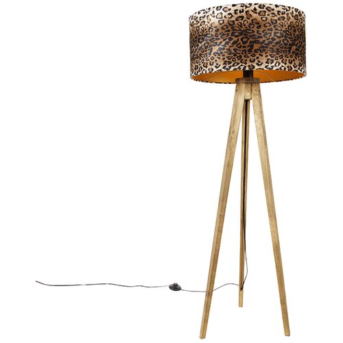 QAZQA Podeželski trinožni starinski les z leopard kapuco 50 cm - Tripod Classic Slike