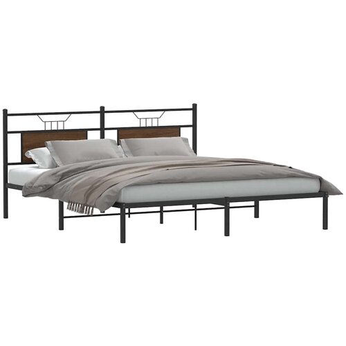 VidaXL Posteljni okvir brez vzmetnice rjavi hrast 183x203 cm inž. les Slike