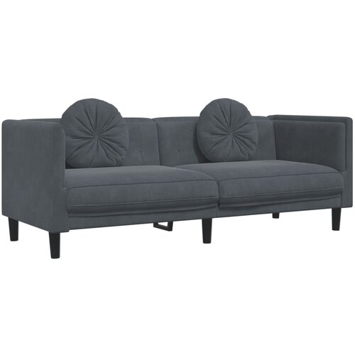 Maison Chic kavč - Sofa - Kanape trosed z blazinami temno siv žamet, (21727284) Cene