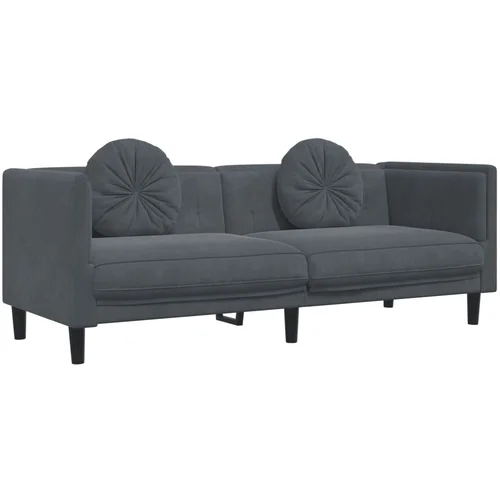 MAISON CHIC kavč - Sofa - Kanape trosed z blazinami temno siv žamet, (21727284)