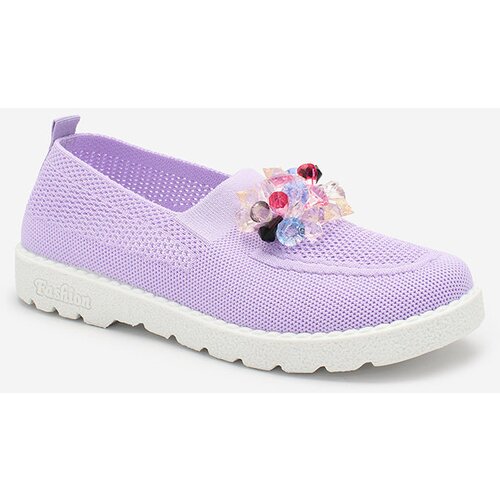 Resti Purple women's fabric moccasins with crystals Fezens Cene