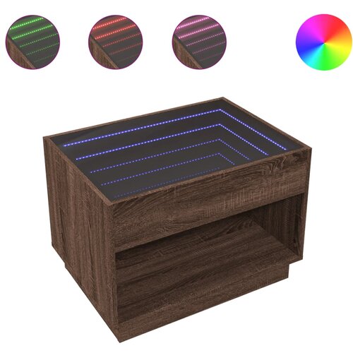 Maison Chic Klubska mizica - kavna mizica - Nizka mizica z neskončnimi LED rjavi hrast 70x50x50 cm, (21752283) Slike