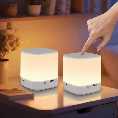 Nettlife Lot de 2 lampes de table LED avec 3 températures de couleur, lampe de chevet, batterie 3600 mAH, chargement USB, (22143960) Cene