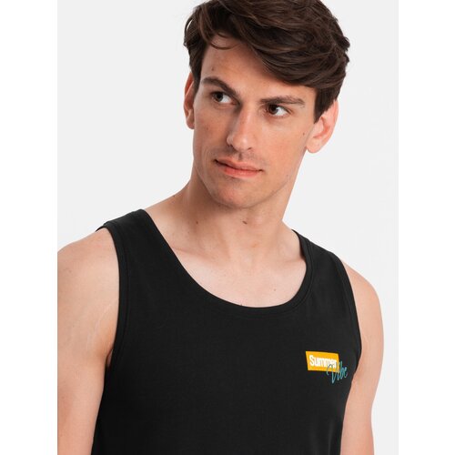 Ombre Men's Summer Vibe printed cotton tank top - black Cene