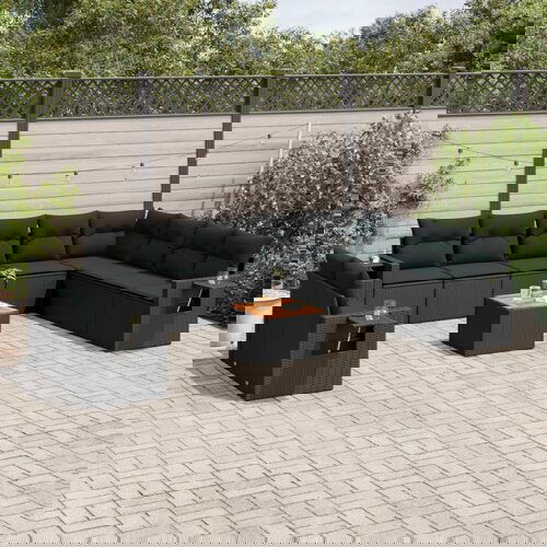 vidaXL 11-dijelni set vrtnih sofa od poliratana s jastucima crni Cijene