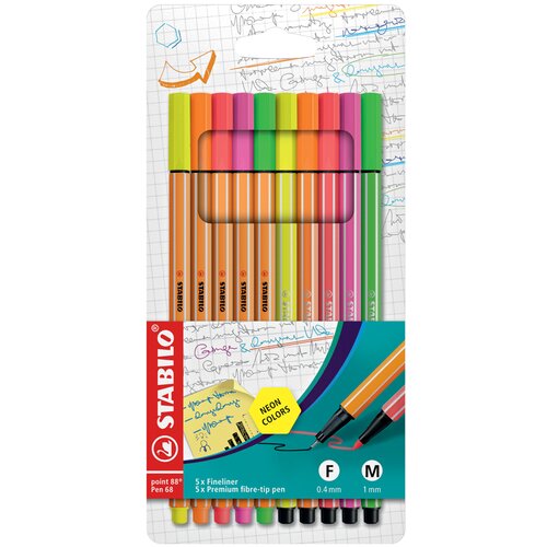 Stabilo fiber pen pero 68 / fineliner point 88, etui za 10, (21655298) Cene