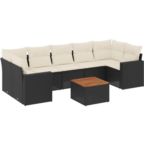  8-dijelni set vrtnih sofa od poliratana s jastucima crni Slike