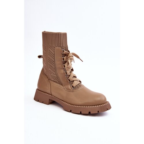 Boto Women's lace-up ankle boots with light beige sock Gentiana Cene