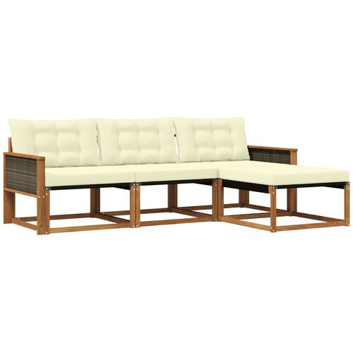 vidaXL Zunanja garnitura za sedenje z blazino 4 pcs Naravna in smetana, (5000272978) Cene