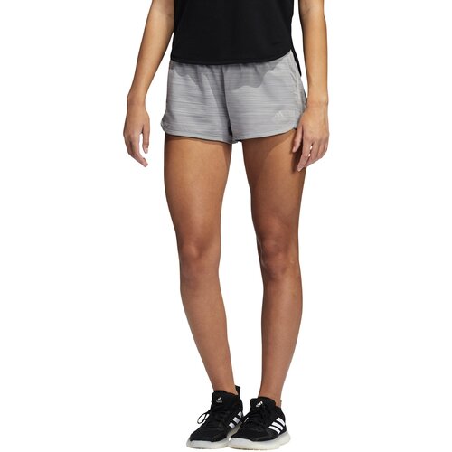 Adidas D&amp;aacute;msk&amp;eacute; &amp;scaron;ortky Pacer 3-Stripes Woven Heather Shorts Mgh Solid Grey Slike